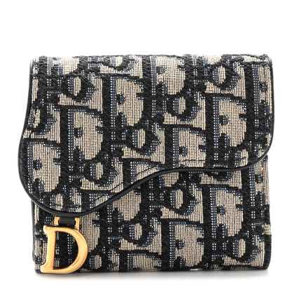 Christian Dior Oblique Saddle Lotus Wallet Blue 1 of 8