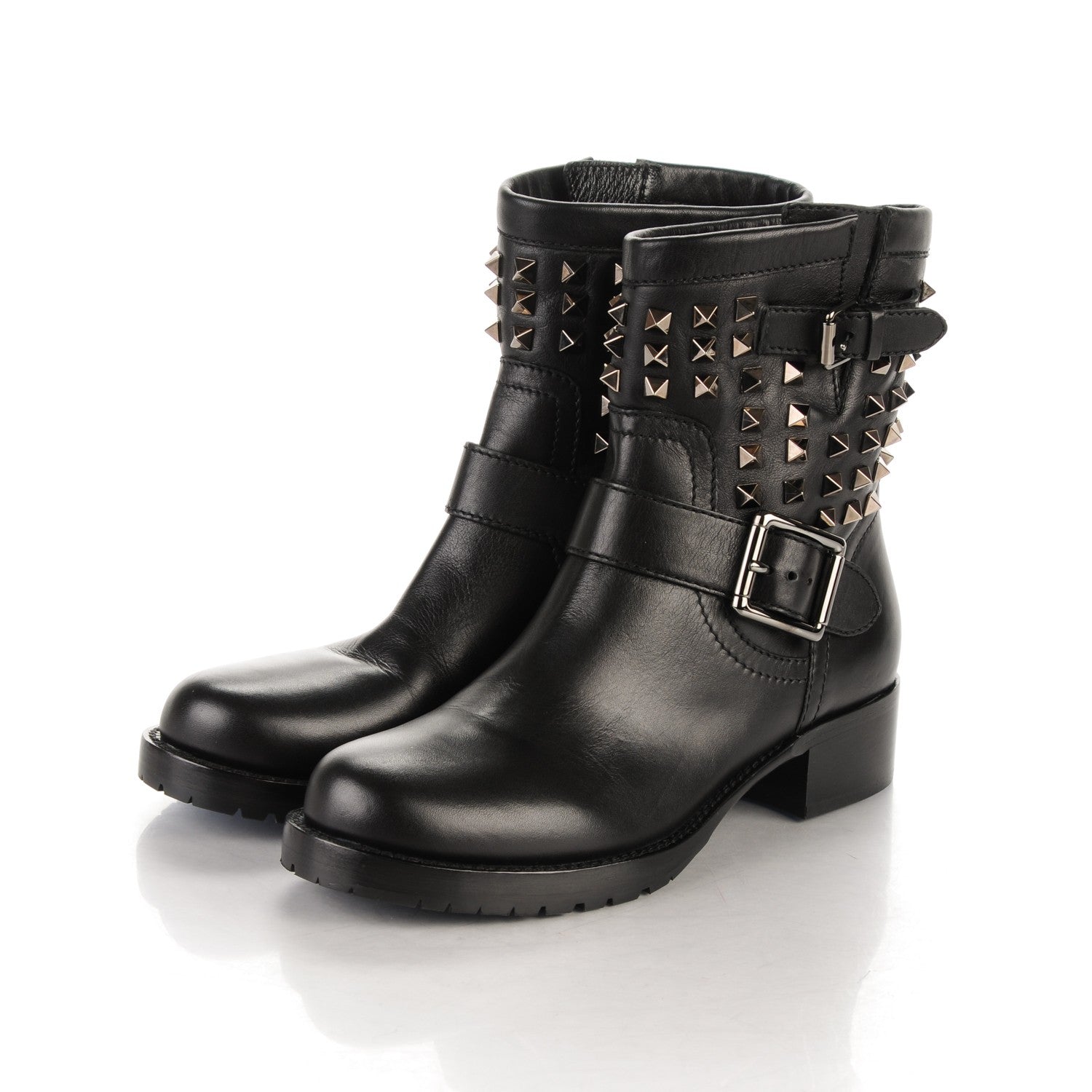 Valentino Garavani Calfskin Rockstud 30mm Biker Boots 37 Black 3 of 6