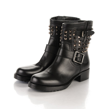 Valentino Garavani Calfskin Rockstud 30mm Biker Boots 37 Black 3 of 6