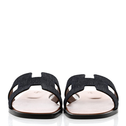 Hermes Denim Oran Sandals 38.5 Bleu Brut 2 of 9