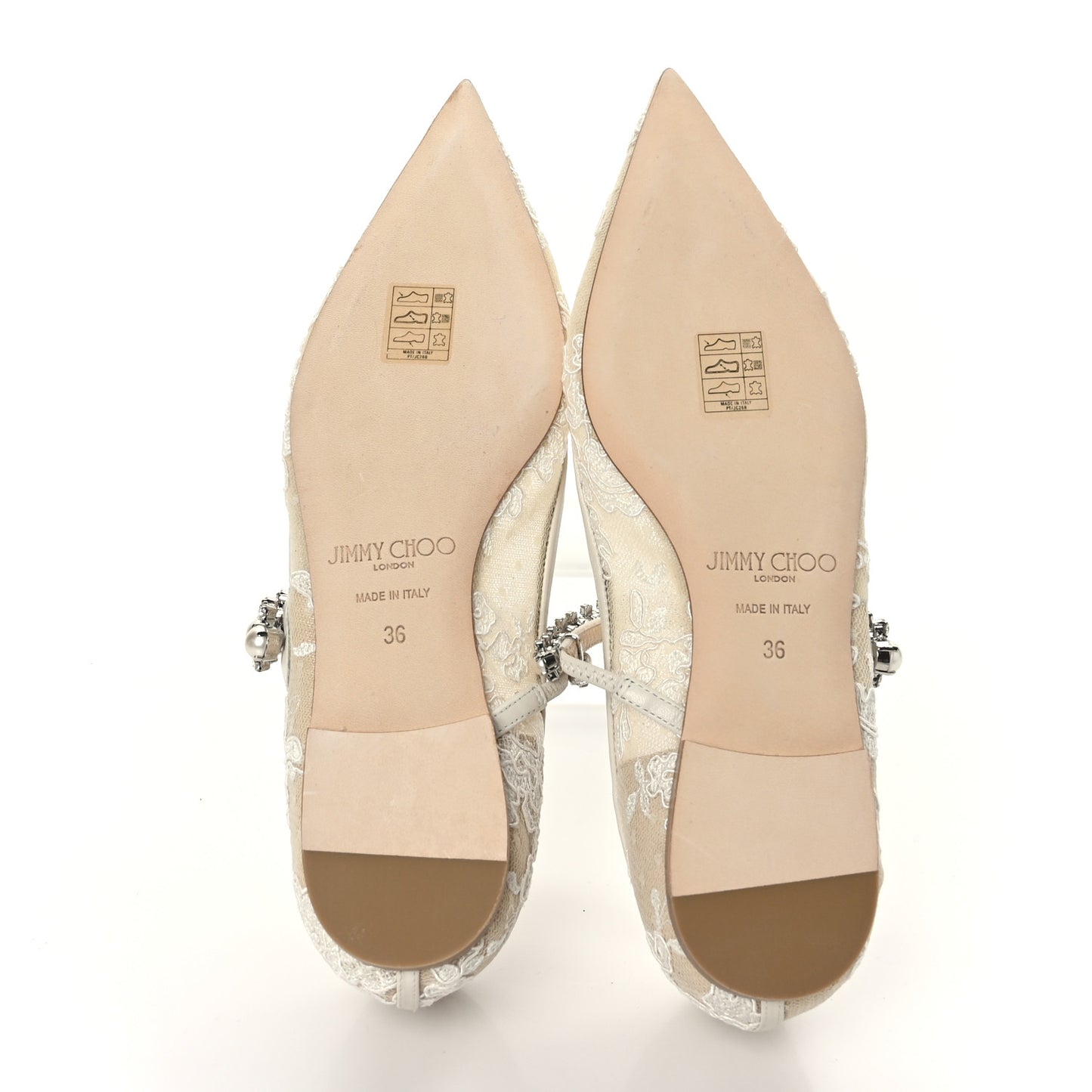 Floral Lace Crystal Pearl Baily Flats 36 Ivory