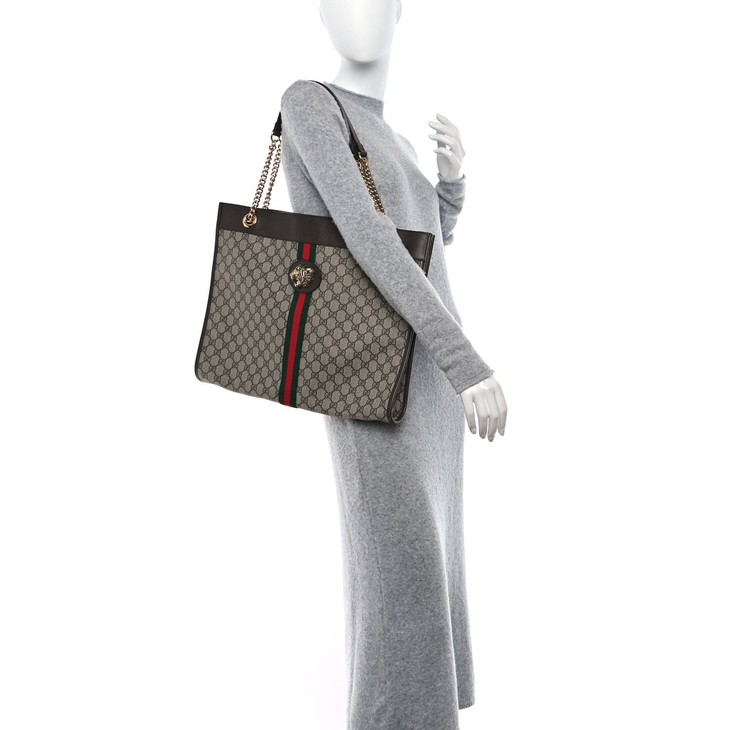 Gucci GG Supreme Monogram Large Rajah Chain Tote Beige New Acero 2 of 14