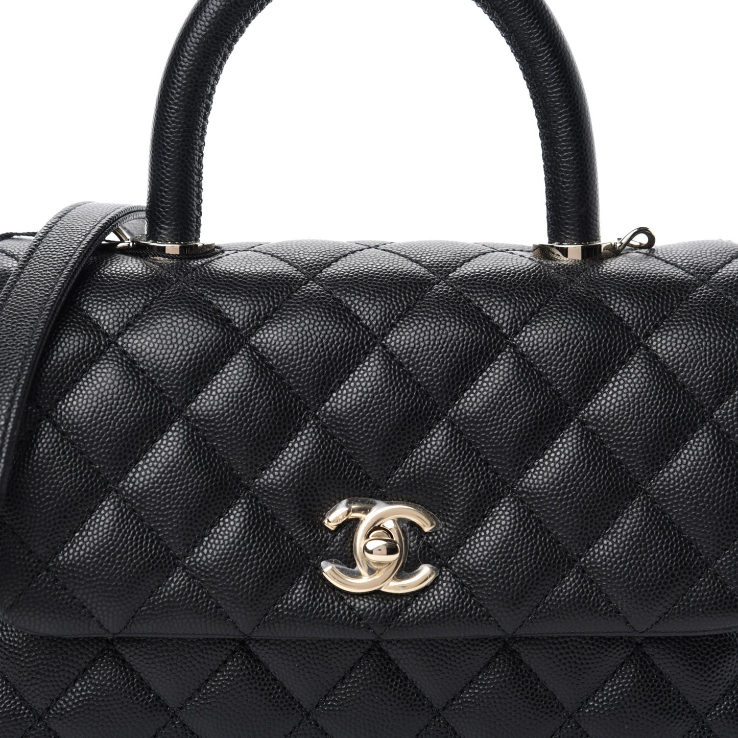 Caviar Quilted Mini Coco Handle Flap Black