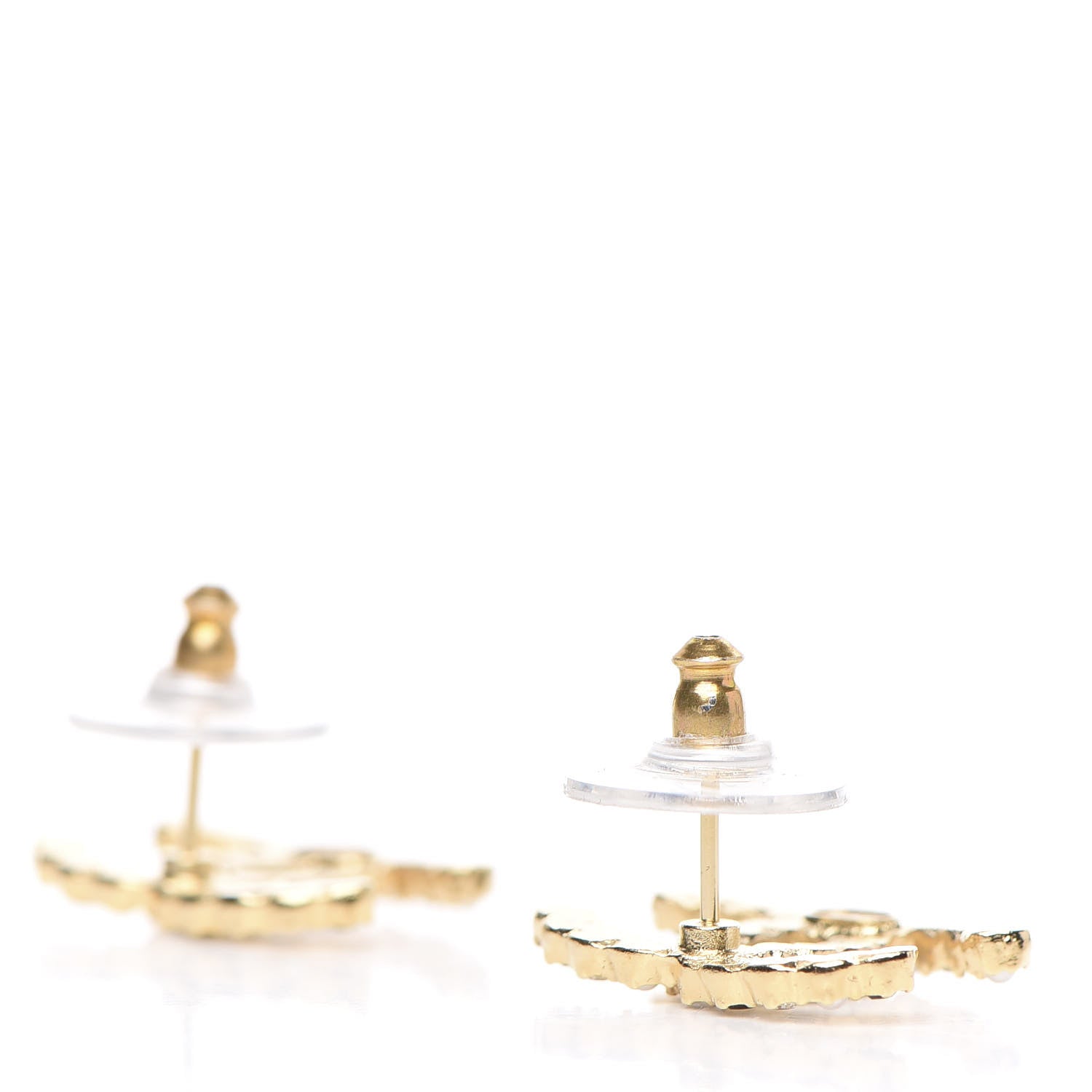 Chanel Resin Pearl Crystal CC Earrings Gold Black 3 of 5