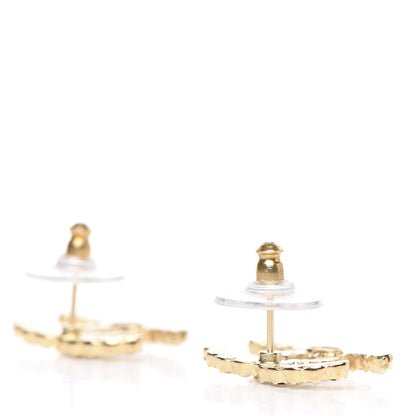 Chanel Resin Pearl Crystal CC Earrings Gold Black 3 of 5