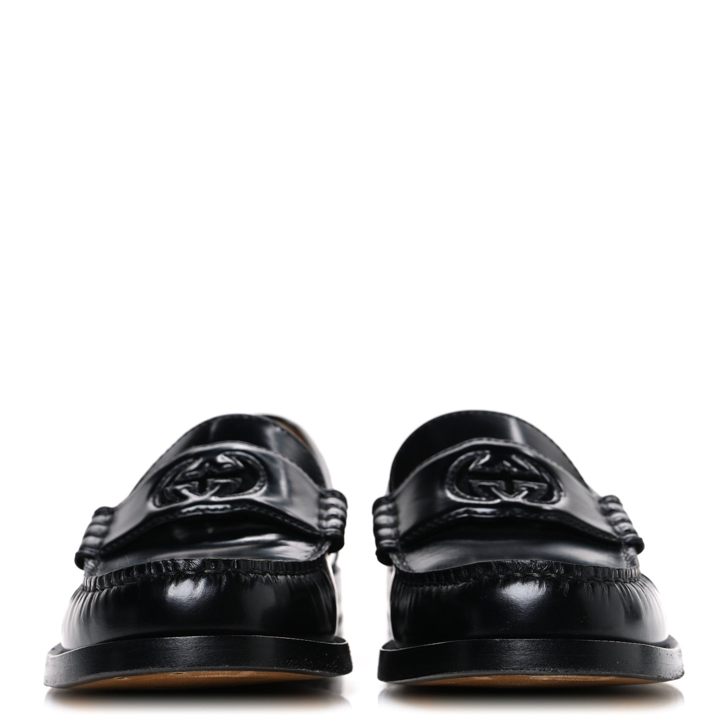 Millennial Ribot Cut Out Interlocking G Loafers 39.5 Black