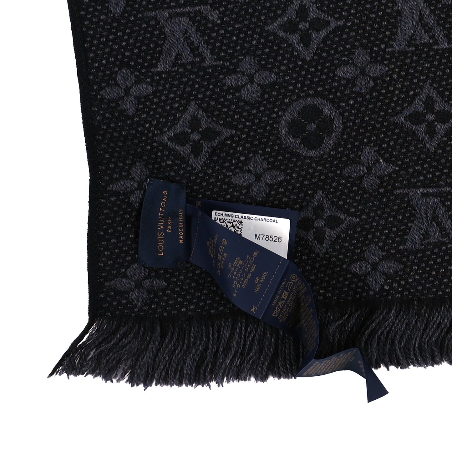 Wool Monogram Classic Scarf Grey