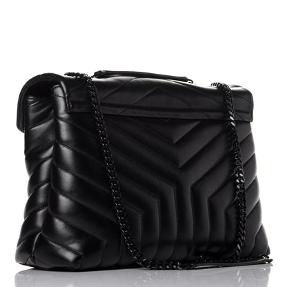 Saint Laurent Calfskin Y Quilted Monogram Medium Loulou Chain Satchel Black 3 of 9