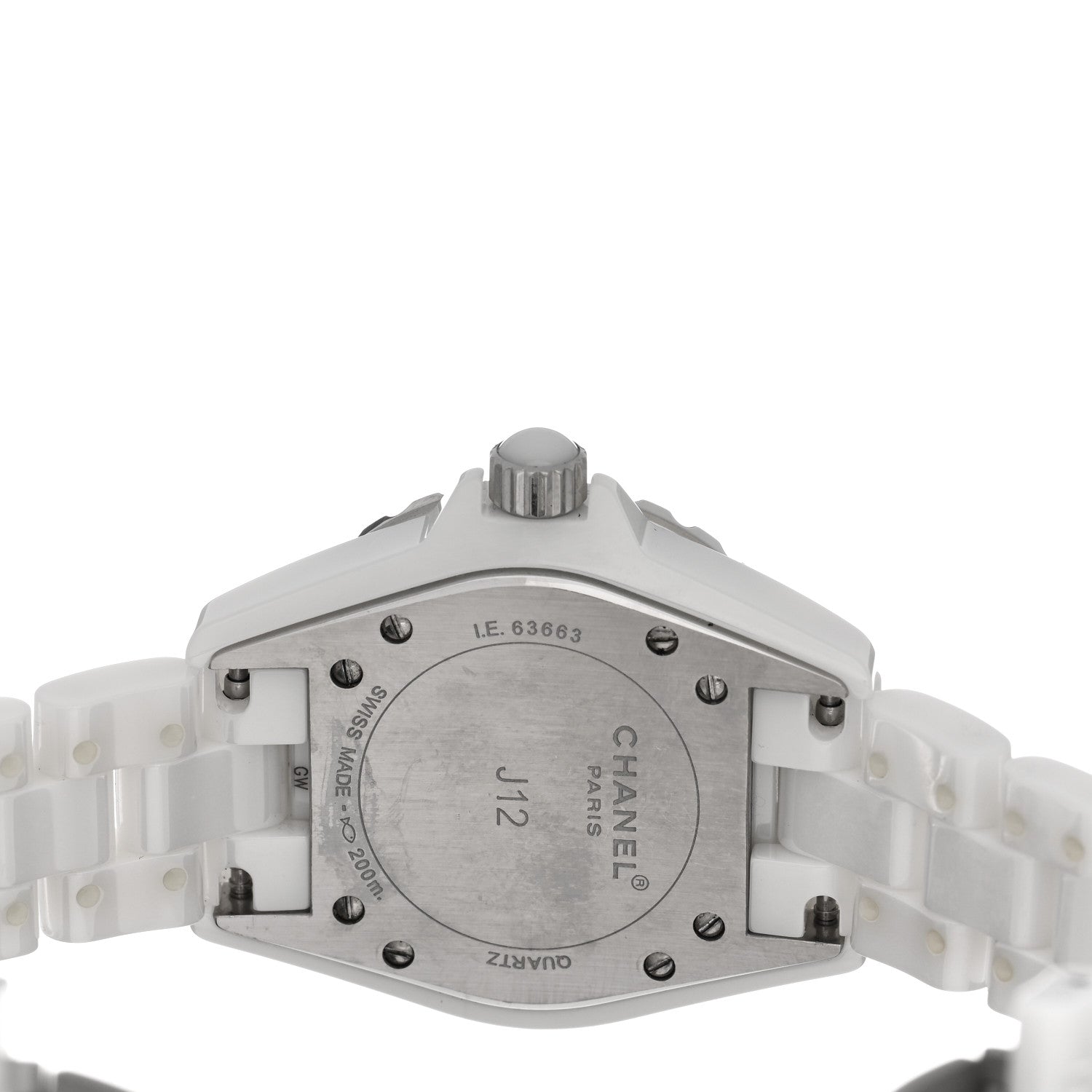 Chanel Stainless Steel Ceramic Diamond 33mm J12 Quartz Watch White 4 of 5