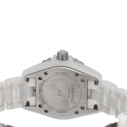 Chanel Stainless Steel Ceramic Diamond 33mm J12 Quartz Watch White 4 of 5