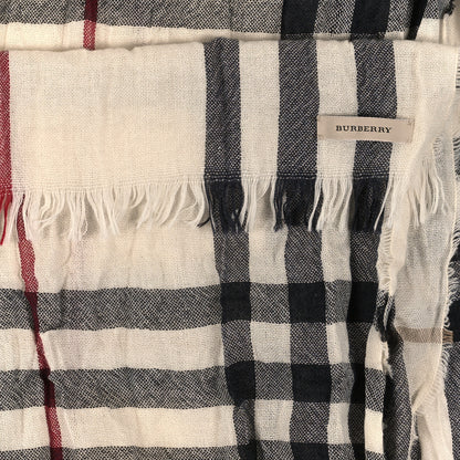 Burberry Wool Silk Gauze Giant Check Lightweight Scarf Stone 3 of 3