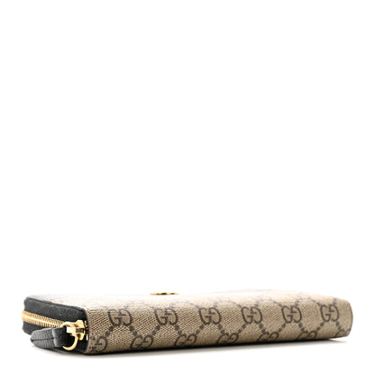 Gucci Dollar Calfskin GG Supreme Monogram GG Marmont Zip Around Wallet Black Beige Ebony 4 of 14