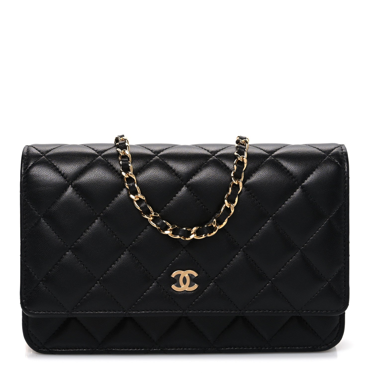 Chanel Lambskin Quilted Wallet On Chain WOC Black 1 of 11