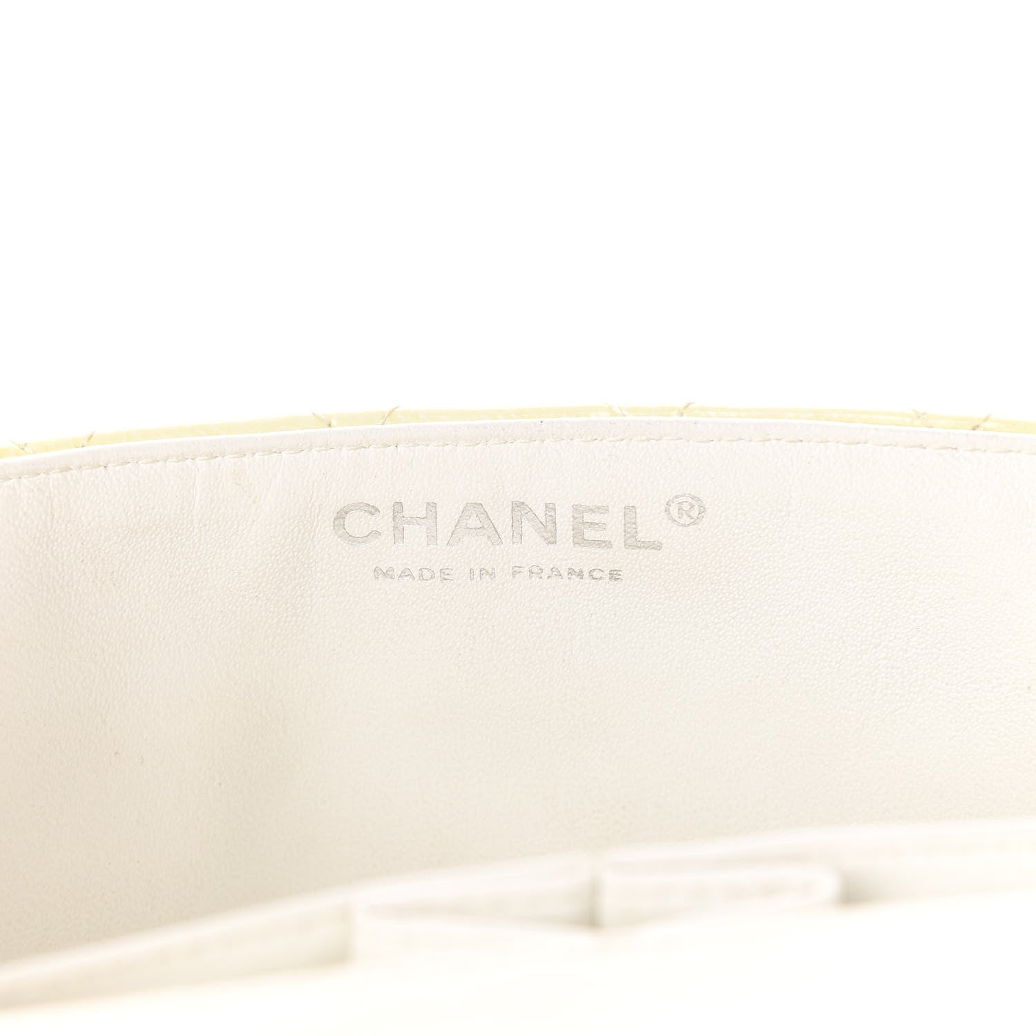 Chanel Distressed Patent Calfskin Quilted East West Flap Clutch Ivory 8 of 11