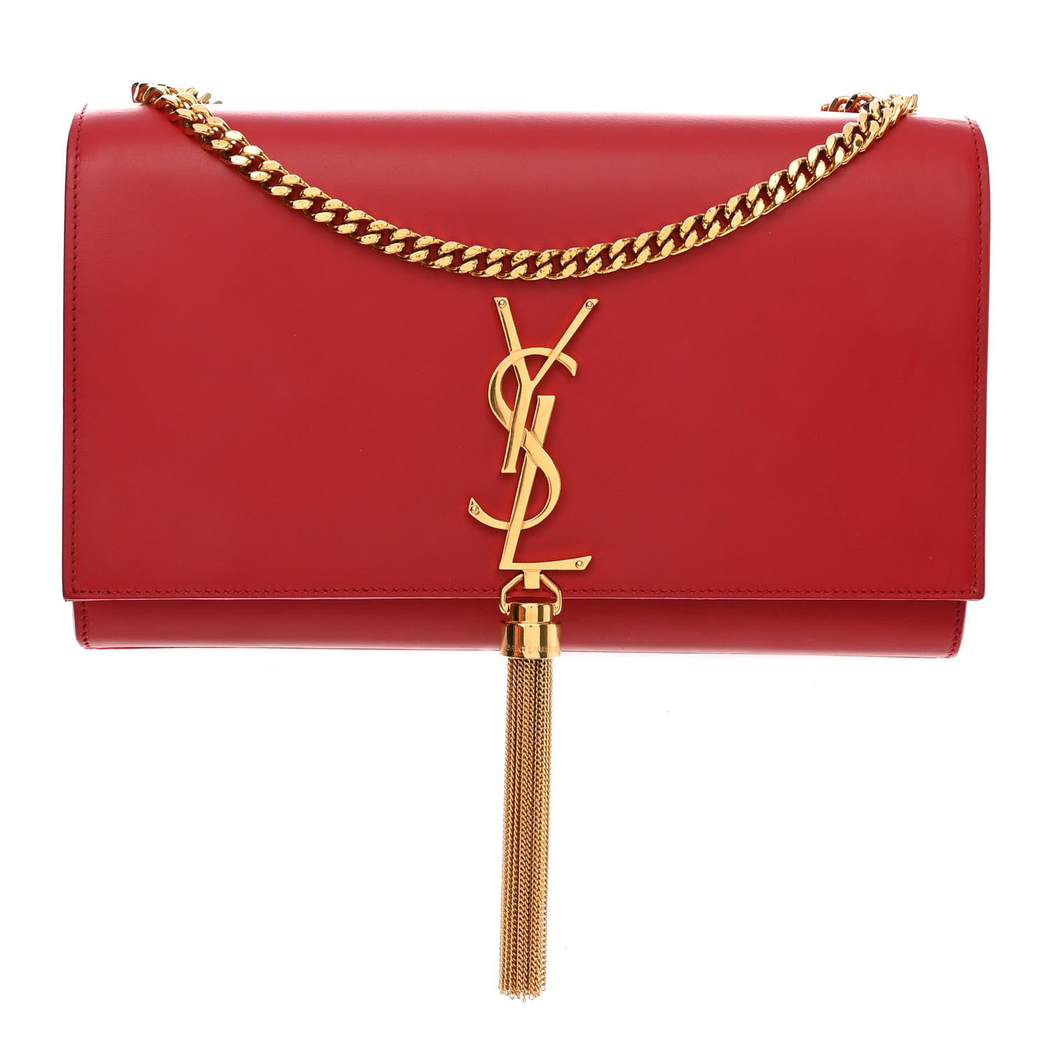 Saint Laurent Smooth Calfskin Medium Classic Monogram Kate Tassel Satchel Lipstick Red 1 of 9