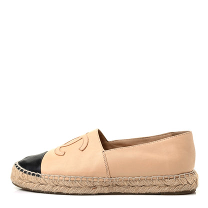 Chanel Lambskin CC Espadrilles 37 Beige Black 1 of 10