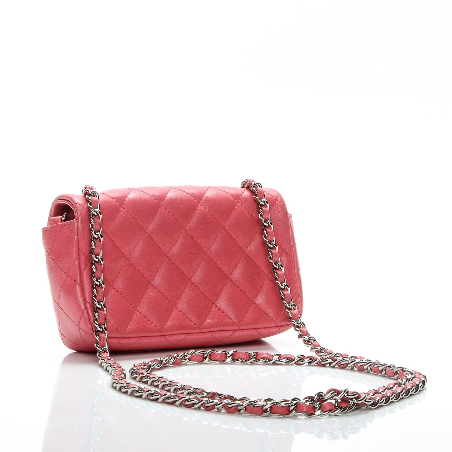 Lambskin Quilted Micro Flap Dark Pink