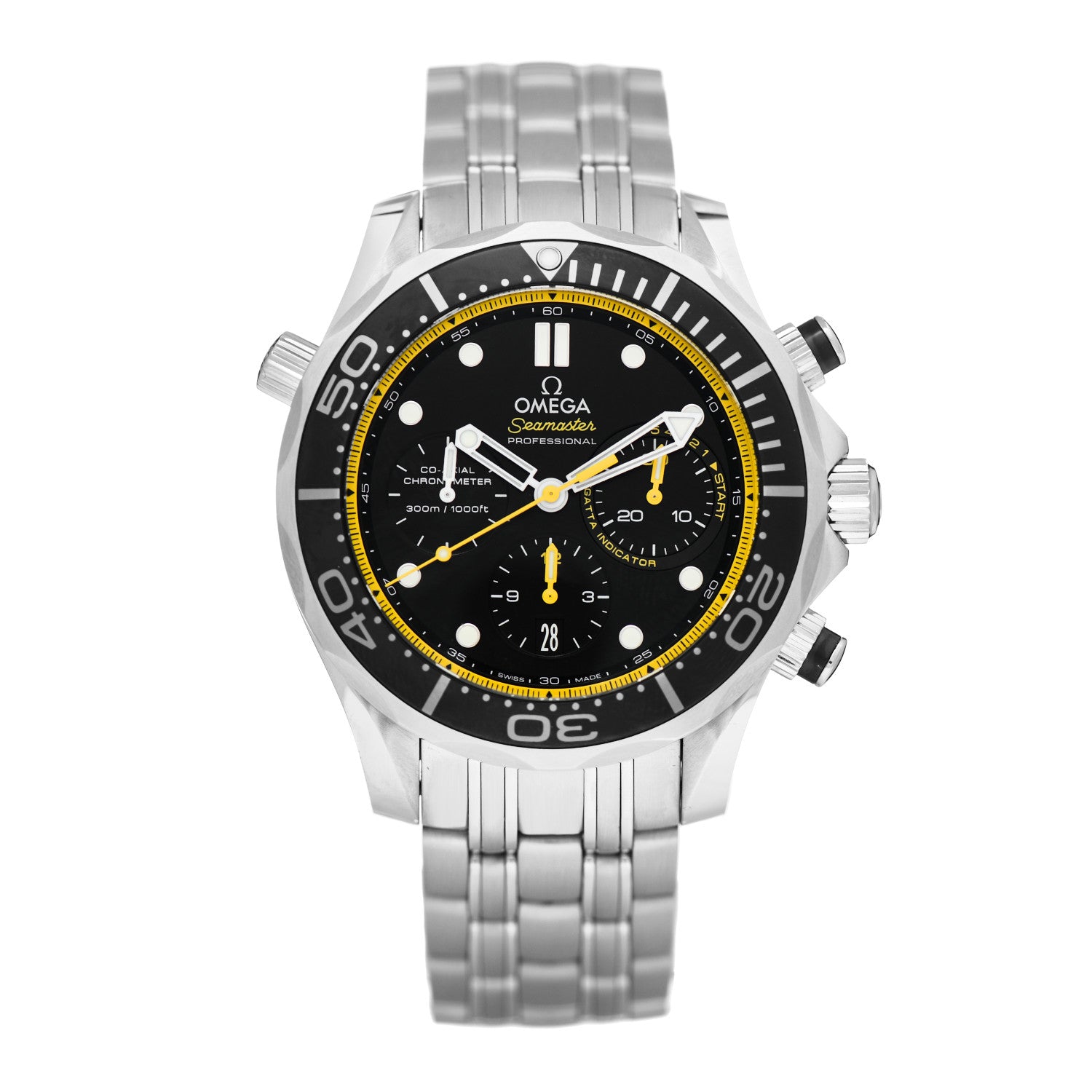 Omega Stainless Steel 44mm Seamaster Co-Axial Chronograph Automatic Watch Black 212.30.44.50.01.002 1 of 5