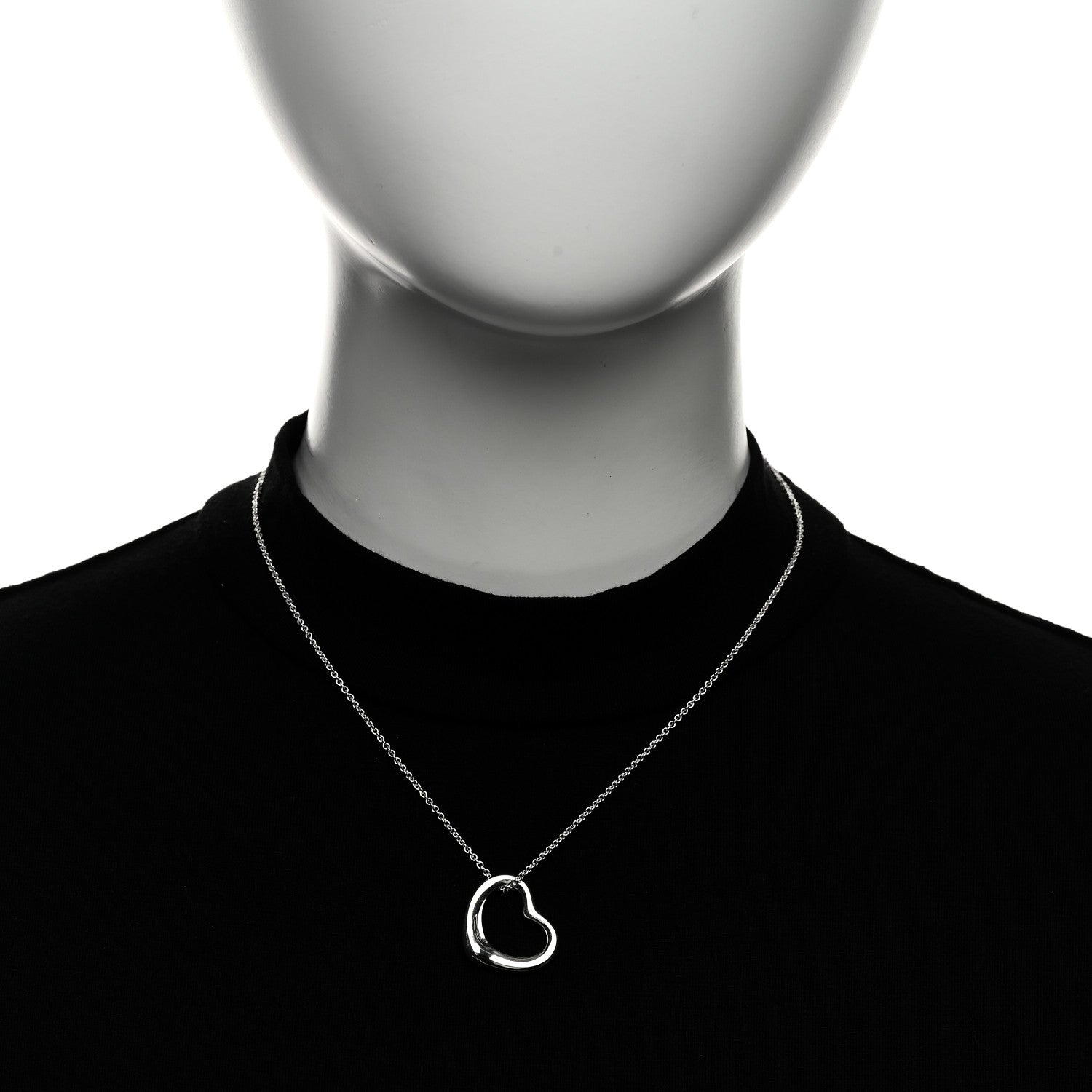 Tiffany Sterling Silver 22mm Elsa Peretti Open Heart Pendant Necklace 2 of 6