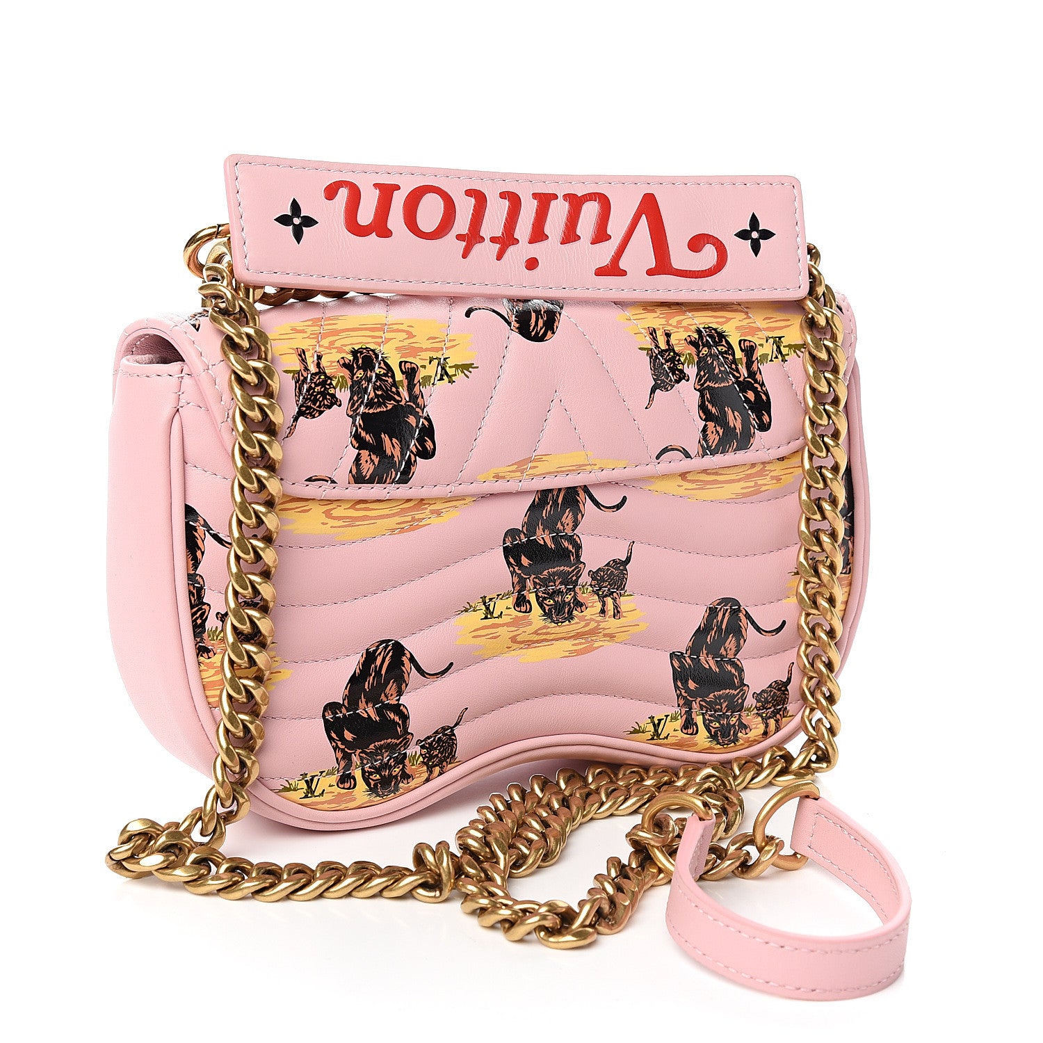 Louis Vuitton Calfskin Leopard Print New Wave Chain PM Light Pink 2 of 9