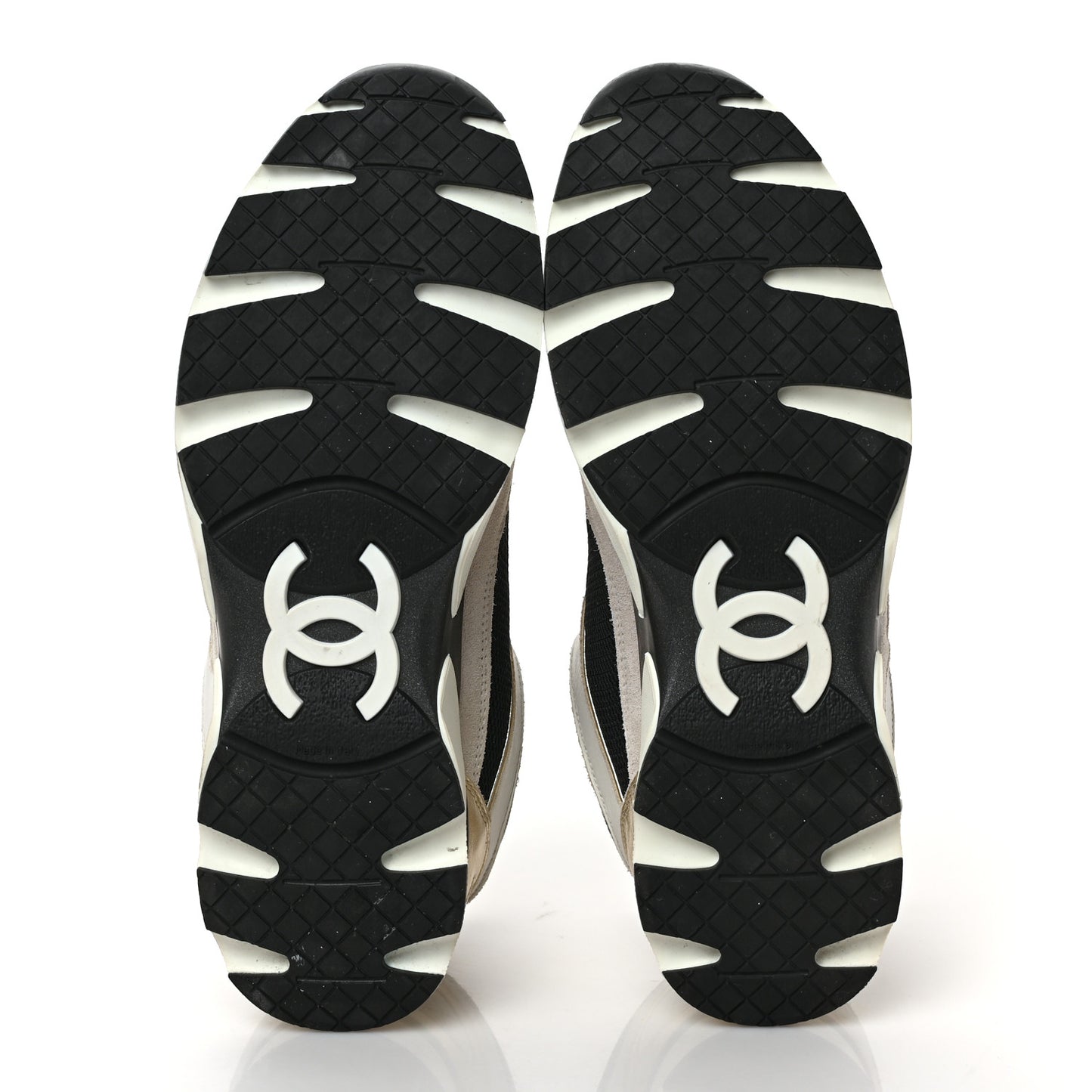 Mesh Suede Calfskin Womens CC Sneakers 39 White Black Beige Gold