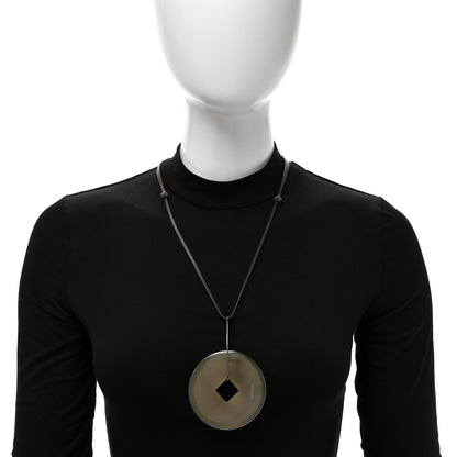 Hermes Buffalo Horn Tsuba Pendant Necklace 2 of 5