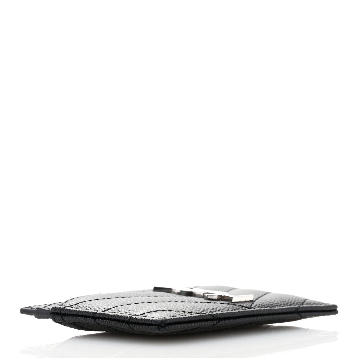 Saint Laurent Grain De Poudre Matelasse Chevron Monogram Credit Card Case Black 4 of 8