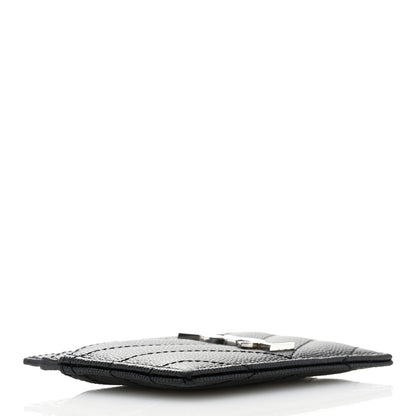 Saint Laurent Grain De Poudre Matelasse Chevron Monogram Credit Card Case Black 4 of 8