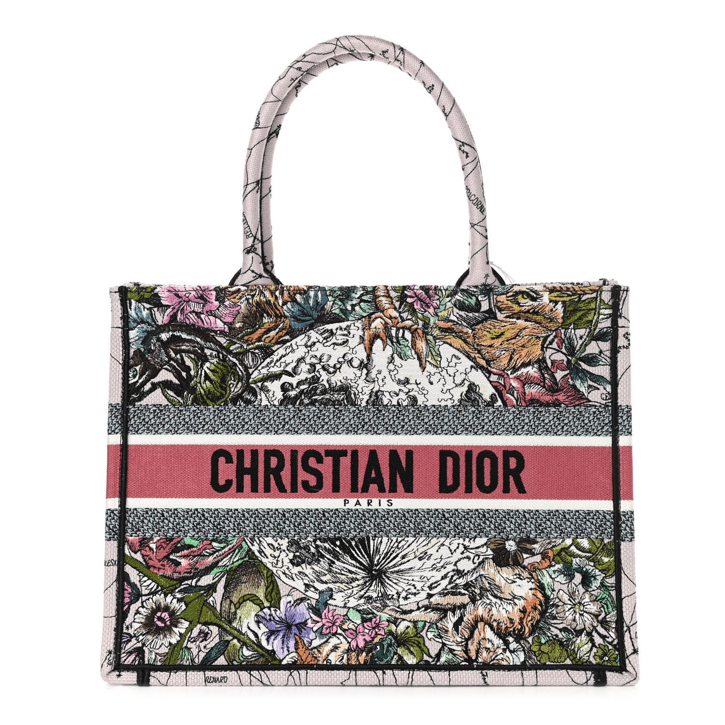 Canvas Embroidered Medium Zodiac Book Tote Latte Multicolor
