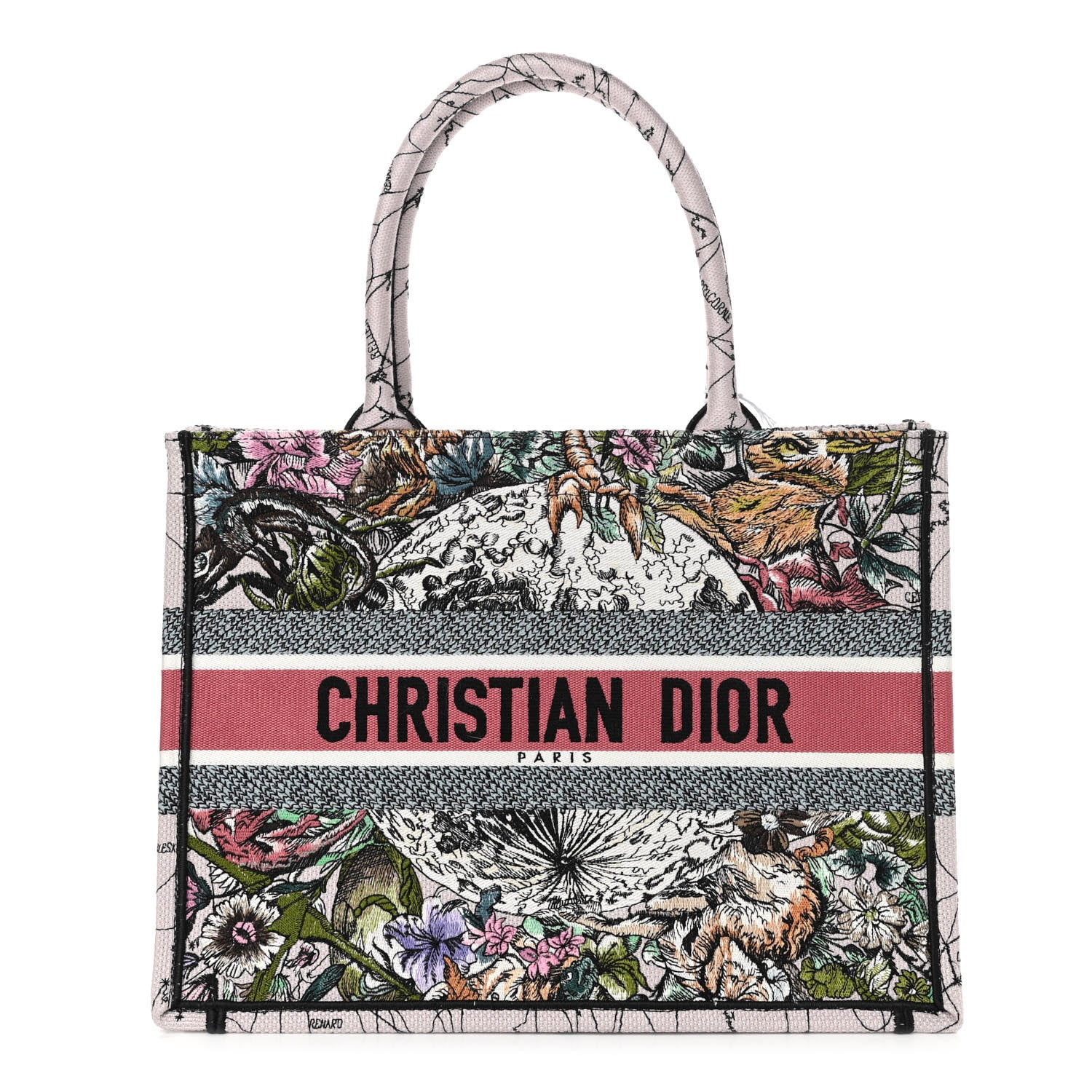 Christian Dior Canvas Embroidered Medium Zodiac Book Tote Latte Multicolor 1 of 10