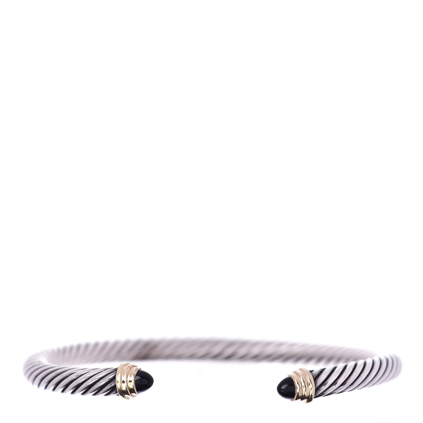 Sterling Silver 14K Yellow Gold Black Onyx 5mm Cable Classics Petite Color Bracelet