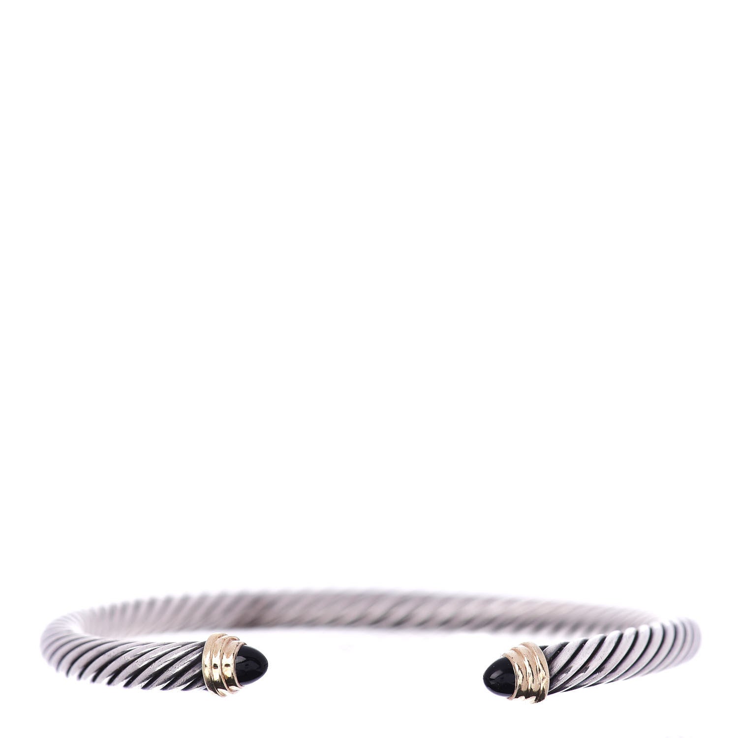 David Yurman Sterling Silver 14K Yellow Gold Black Onyx 5mm Cable Classics Petite Color Bracelet 1 of 5