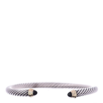 David Yurman Sterling Silver 14K Yellow Gold Black Onyx 5mm Cable Classics Petite Color Bracelet 1 of 5