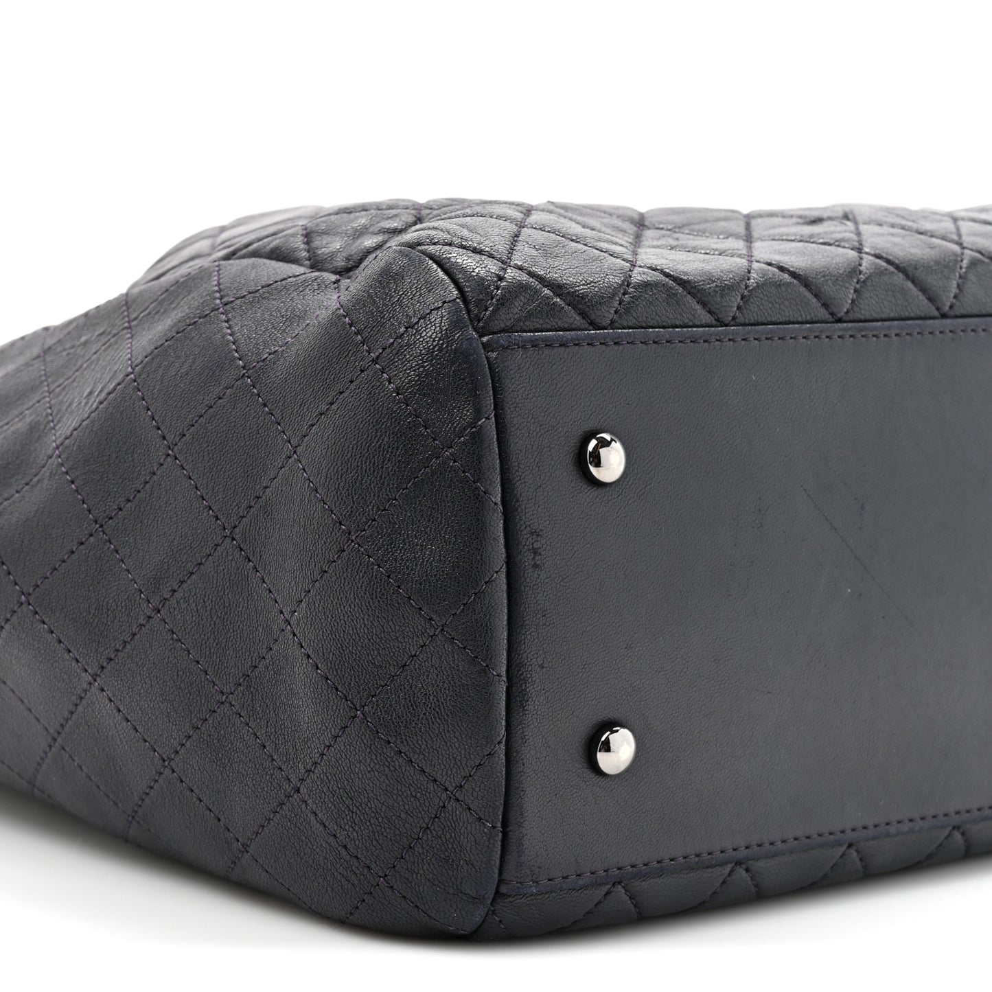 Lambskin Quilted Large Drawstring Shoulder Bag Dark Purple