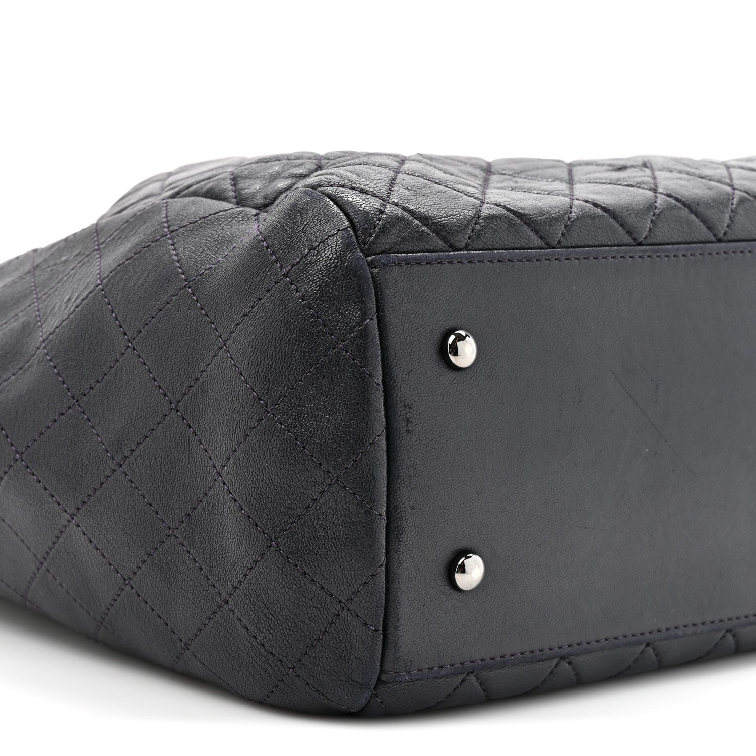 Chanel Lambskin Quilted Large Drawstring Shoulder Bag Dark Purple 10 of 10