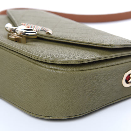 Chanel Grained Calfskin Quilted Small Cuba Top Handle Flap Khaki 9 of 12
