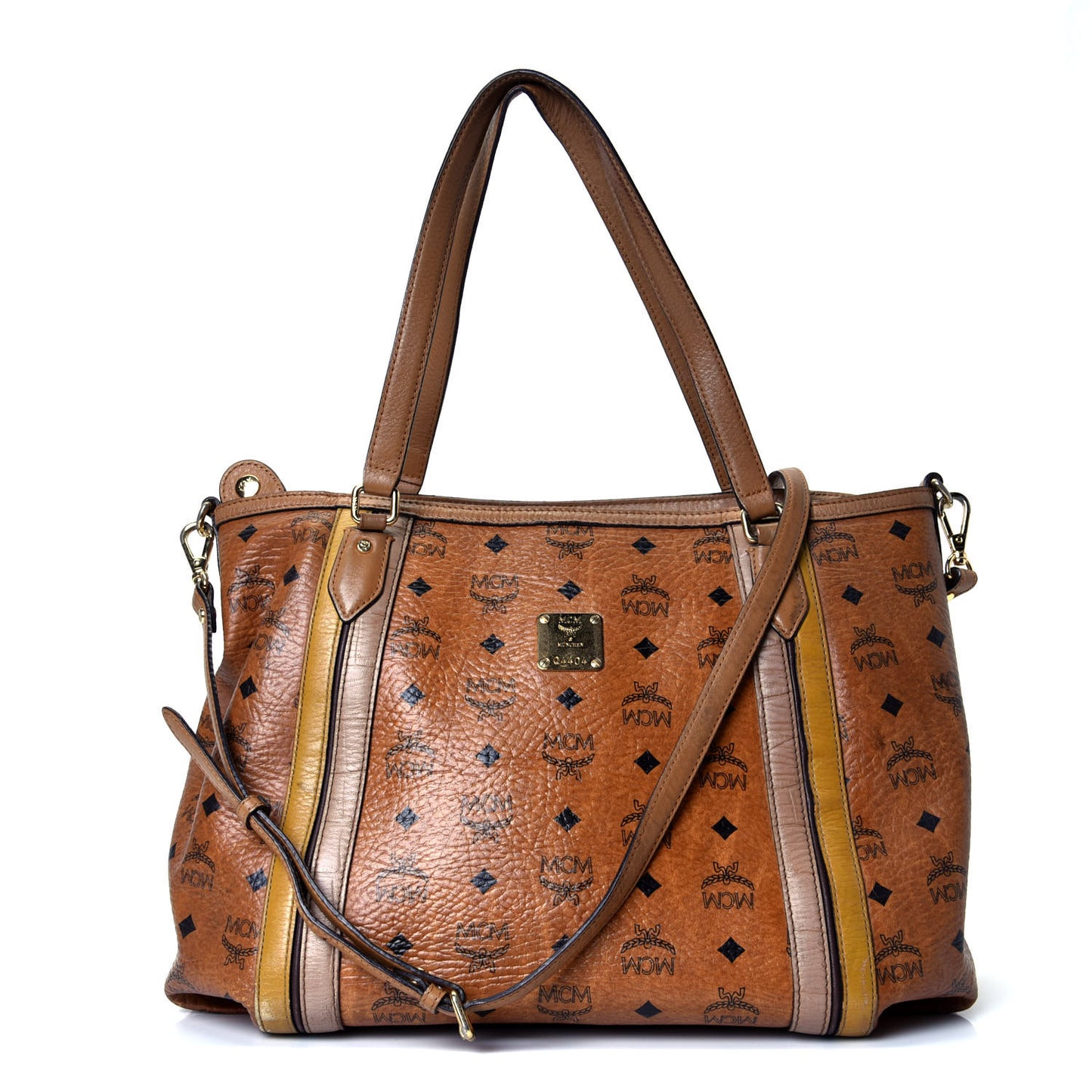 Visetos Striped Tote Cognac