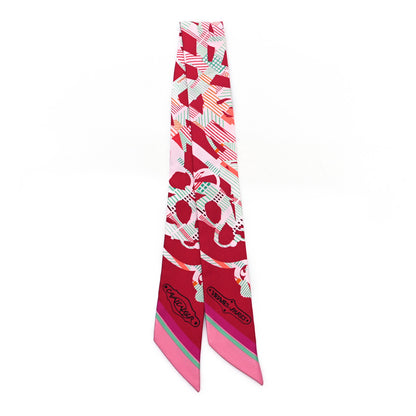 Hermes Silk Cavalcadour Morning Twilly Framboise Rose Vert 2 of 3