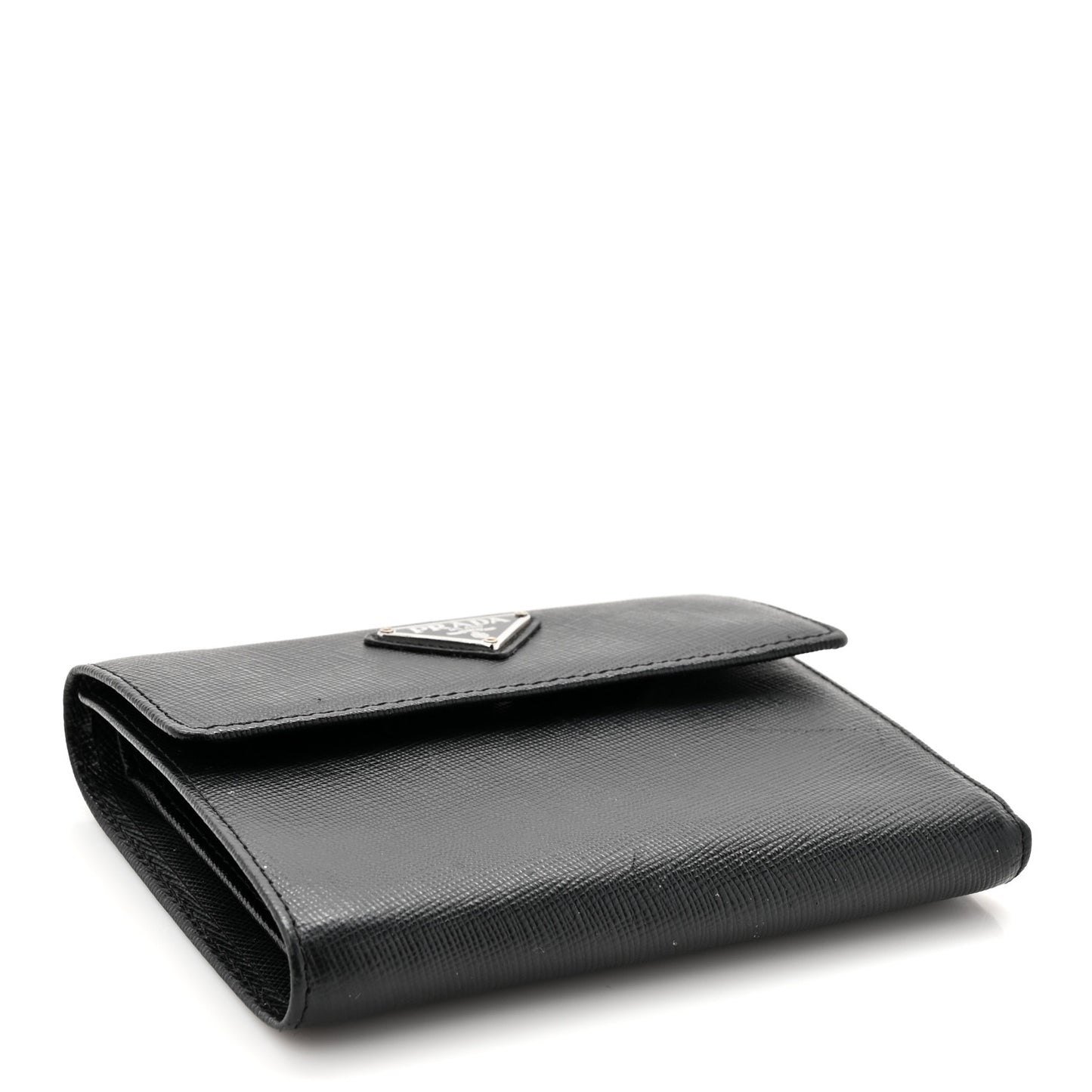 Saffiano Metal Flap Wallet Black