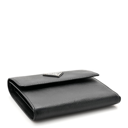 Prada Saffiano Metal Flap Wallet Black 4 of 11
