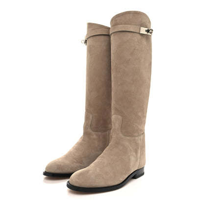 Hermes Suede Kelly Jumping Boots 36.5 Oak 3 of 8