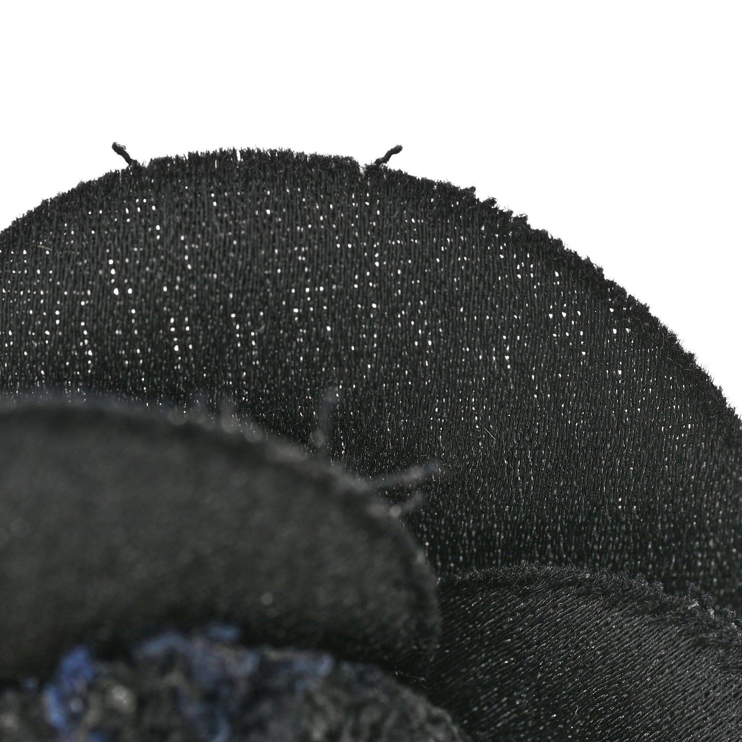 Tweed Fabric Camellia Pin Brooch Black