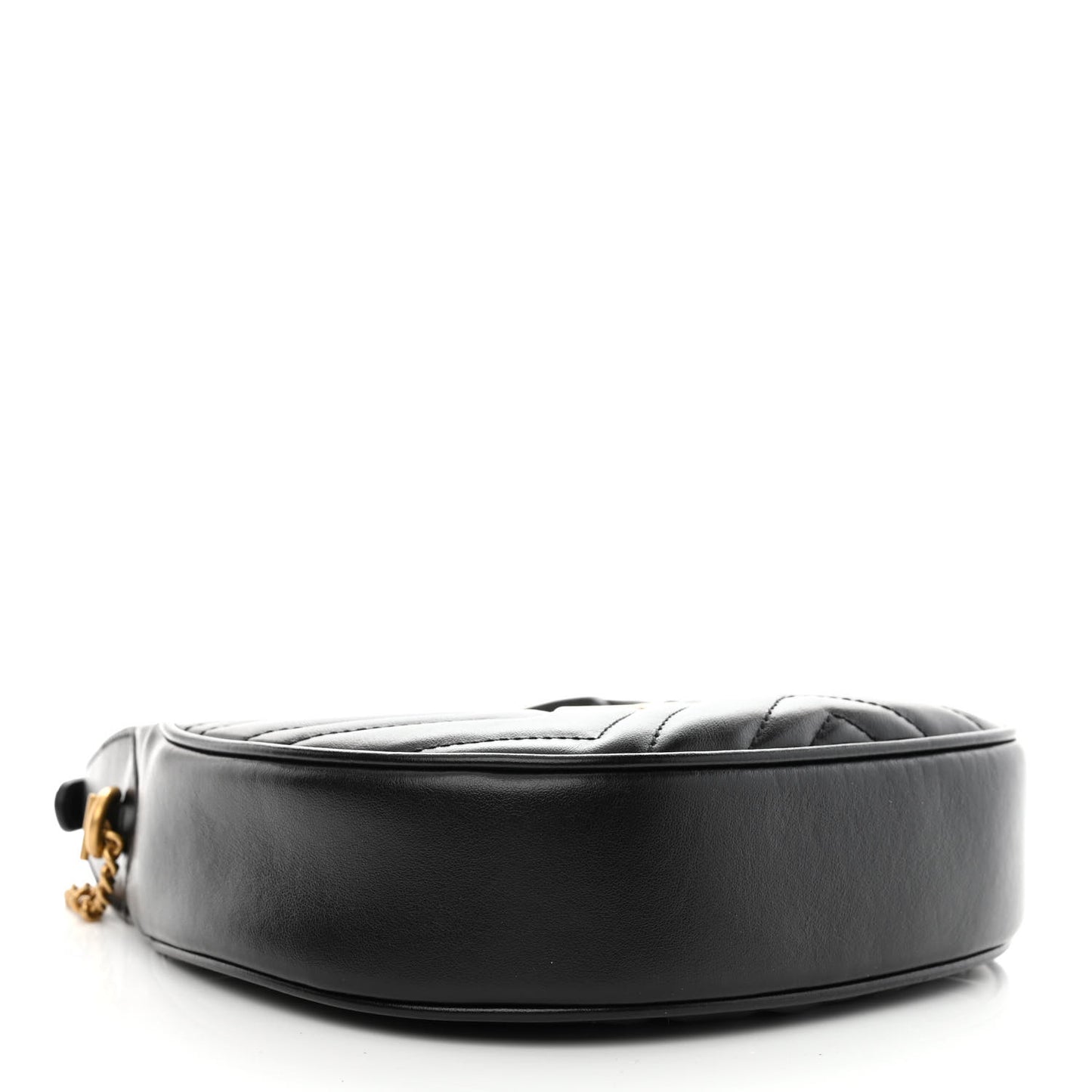 Calfskin Matelasse Chevron Mini GG Marmont Half Moon Hobo Black