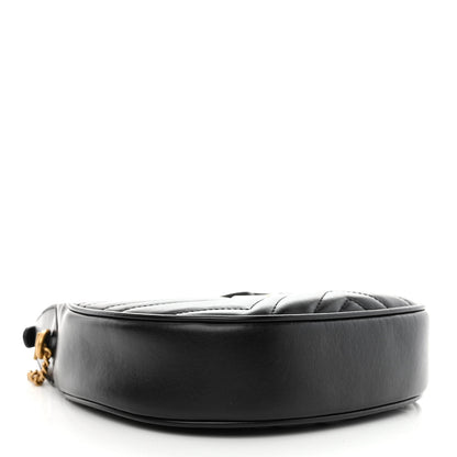 Gucci Calfskin Matelasse Chevron Mini GG Marmont Half Moon Hobo Black 4 of 10