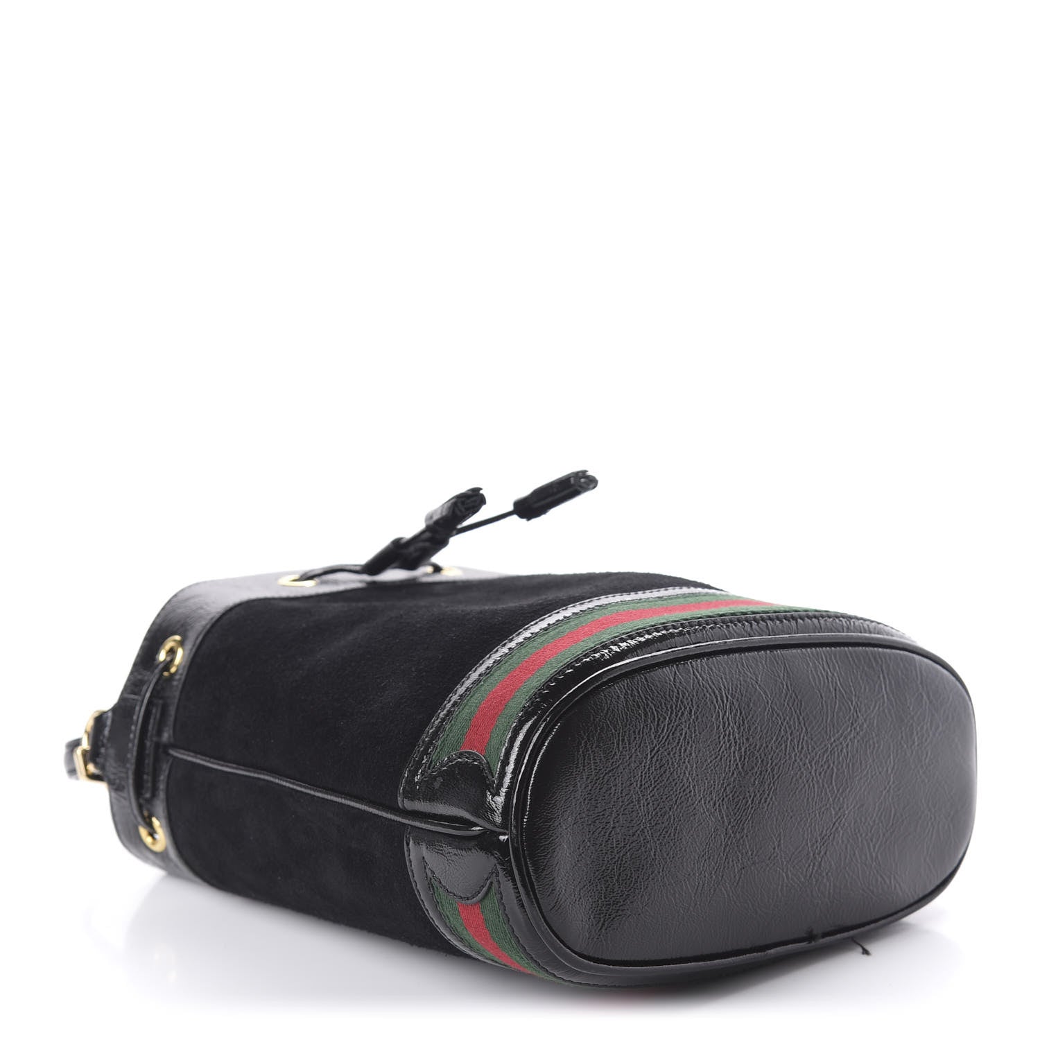 Gucci Suede Patent Web Small Ophidia Bucket Bag Black 4 of 11