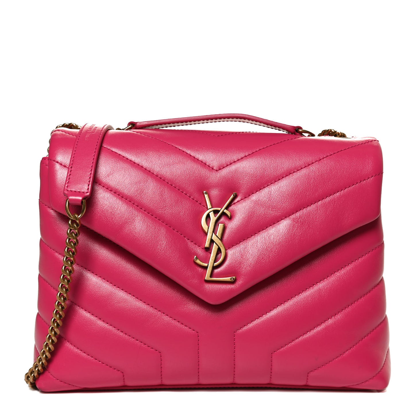 Calfskin Y Quilted Monogram Small Loulou Chain Satchel Fresh Fuchsia