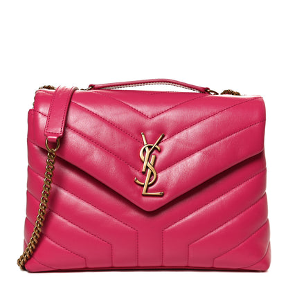 Saint Laurent Calfskin Y Quilted Monogram Small Loulou Chain Satchel Fresh Fuchsia 1 of 11