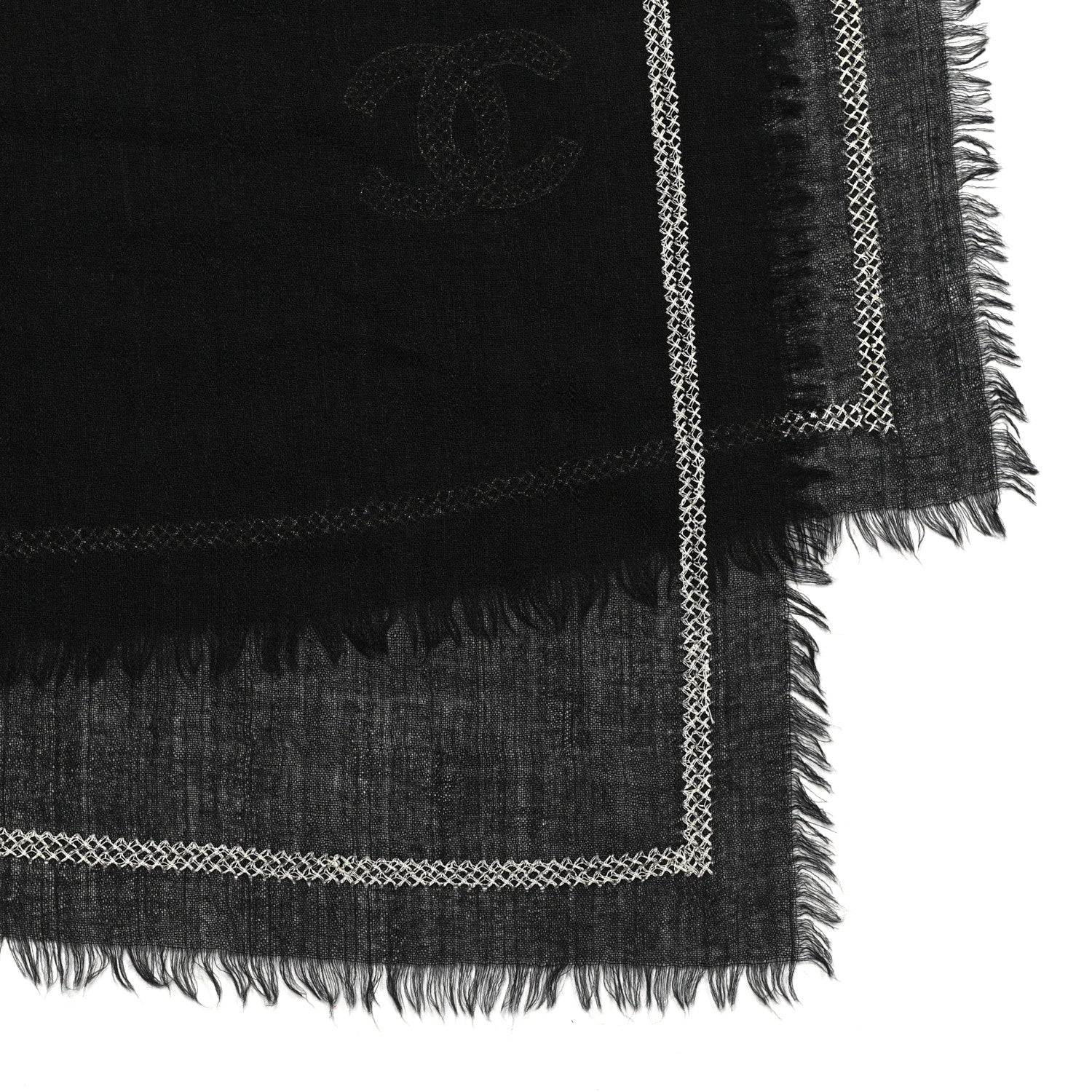 Chanel Cashmere CC Scarf Black 6 of 7
