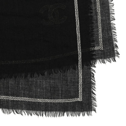 Chanel Cashmere CC Scarf Black 6 of 7