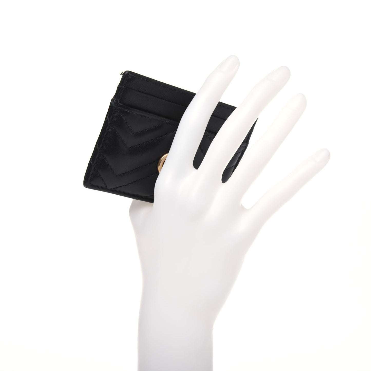 Calfskin Matelasse GG Marmont Card Holder Black